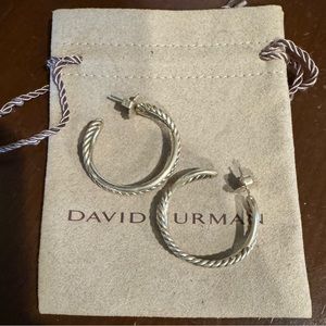 David Yurman Sterling Silver Crossover Hoop Earrings